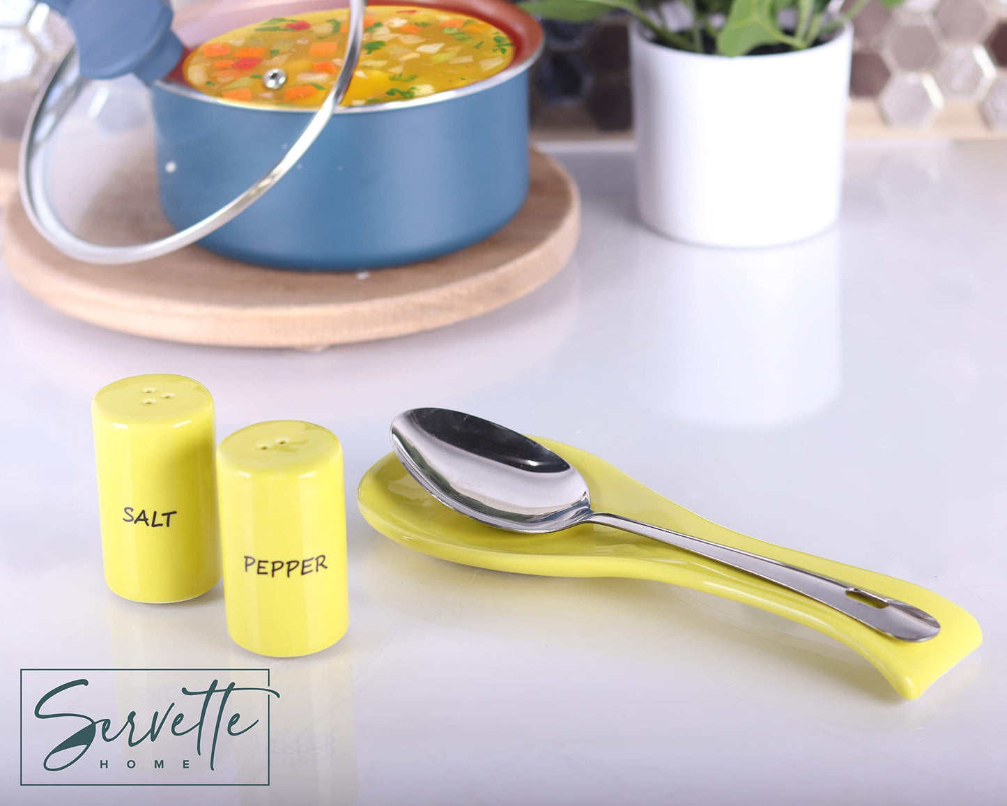 Yellow Salt & Pepper Shakers Ceramic