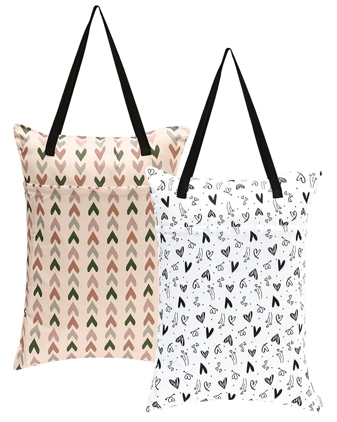 ALVABABY 2 Pack Large Wet Dry Bag Waterproof Hanging Cloth Diaper
