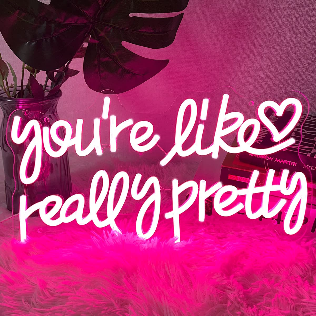 Neon Sign You're Like Really Pretty for Wall Decor Customized Led Neon Light Sign Personalized Birthday Marry Wedding Christmas Gift Sign Party Bedroom Bar Home Room (Pink,40×22 CM)