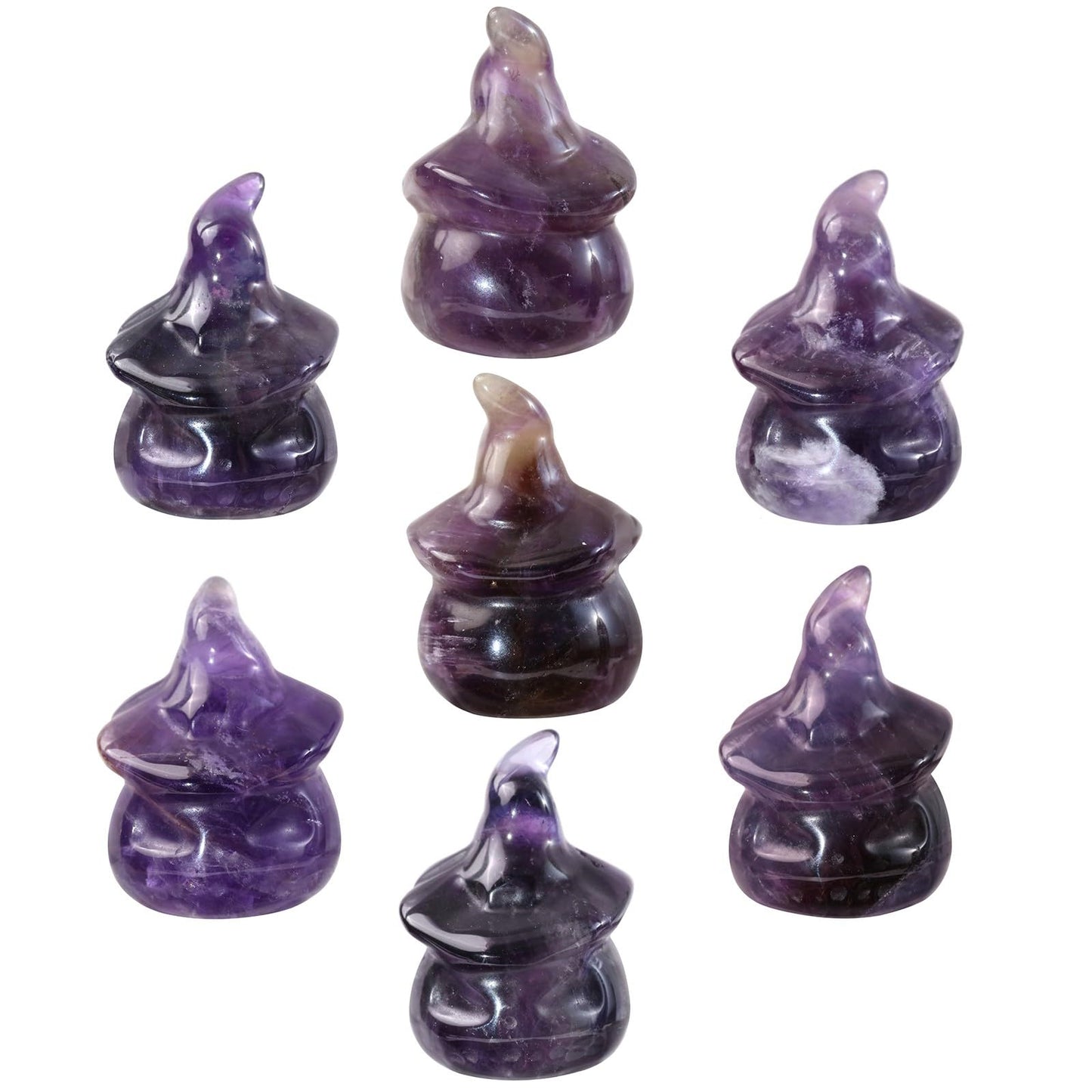 TUMBEELLUWA Pack of 2 Halloween Pumpkin Head Crystal Figurine Carved Ghost Face Statue Collectible Sculpture for Party Home Mantel Decor, Amethyst