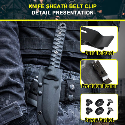 2-Pack Knife Sheath Belt Clip Holster Tactical Belt Buckle Kydex Belt Clip Universal Utility EDC Clip Camping Mag Pouches Sheath Tool with Screws for Holsters, Kydex Sheath, Metal Knife Clip