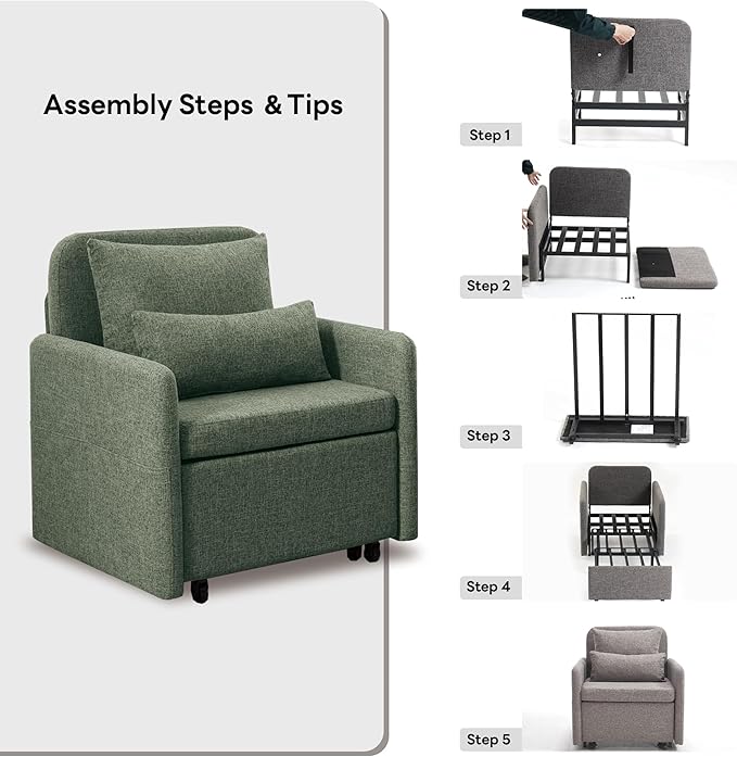 Iroomy 5-Level Adjustable Convertible Sleeper Chair Set of 2, 3-in-1 87'' Long