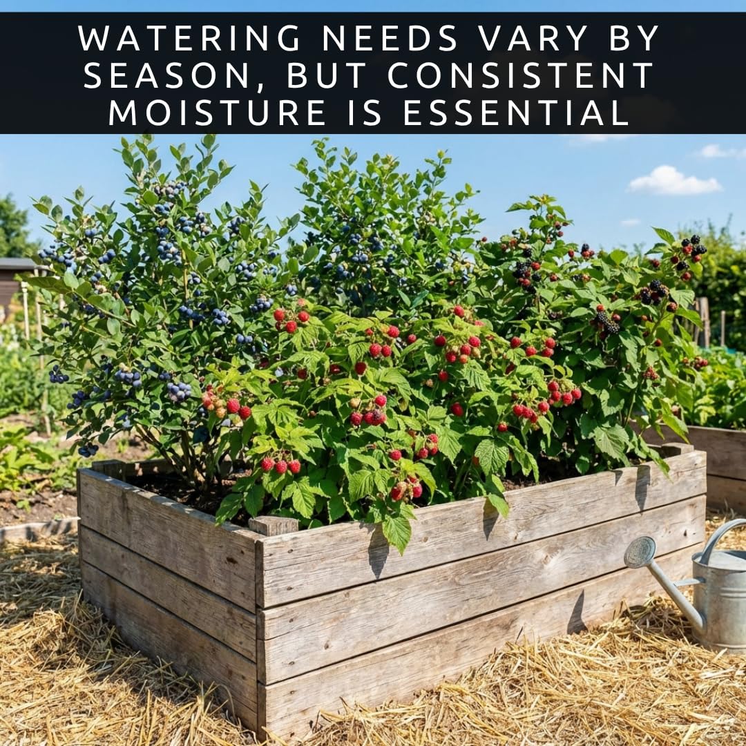 6 Pack Berry Grower Live Plants Bundle – 2 Blueberry, 2 Raspberry & 2 BlackBerry Bushes – Fruit Plants for Outdoor Garden or Containers – Easy to Grow Edible Berry Starter Kit