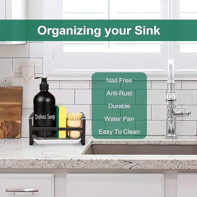 TEZZ Sponge Holder for Kitchen Sink- Stainless Steel Kitchen Sink Caddy for