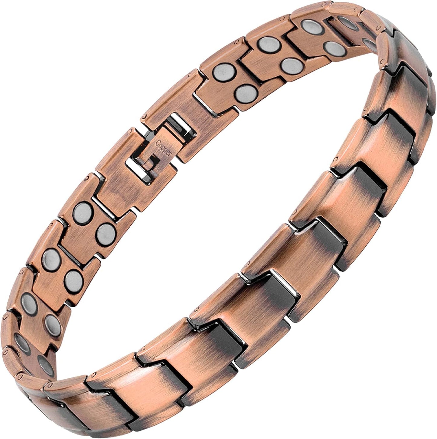 MagnetRX® Pure Copper Magnetic Bracelet - Magnetic Copper Bracelets for Men - Adjustable Length with Sizing Tool (Leo Style)