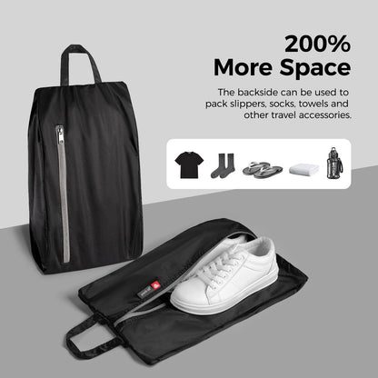 pack all Foldable Shoe Bag for Travel, Water-Resistant Ultralight Shoe Pouch for Gym, Odor-Resistant Soccer Cleats Bag for Sport (Dual Pocket Version)