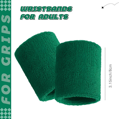 Bememo 24 Pcs Wrist Sweatbands Bulk Sports Wrist Bands for Men Women Breathable Athletic Tennis Wristbands Stretchy Absorbent Cotton Terry for Basketball, Baseball, Gym, Working Out(Dark Green)