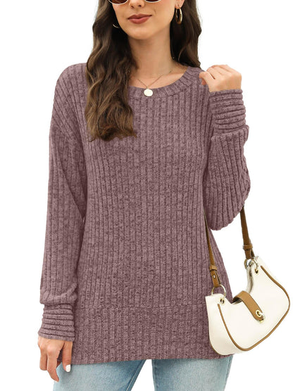 JomeDesign Sweaters for Women Long Sleeve Shirts Crew Neck Sweatshirt Lightweight Casual Tunic Tops