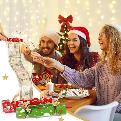 8 Pcs Christmas Surprise Money Pull Pouch Christmas Money Box for Cash Gift Pull Xmas Cash Holder for Cash for Kid Adult with 80 Pcs Transparent Bags Creative Way to Give Dollar Gift