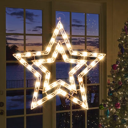 XMASLAND 14 Inch Christmas Window Silhouette Lights Decorations, 50L Christmas Sculpture,Including:Starx1