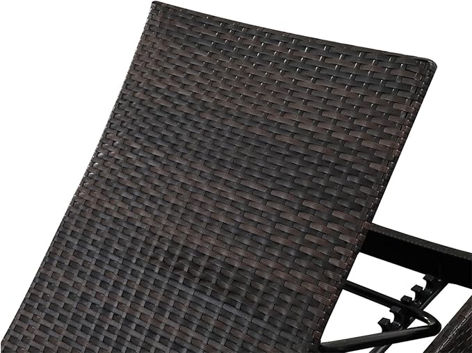 79'' Long Reclining Chaise Lounge + Side Table Set of 2, Outdoor Wicker