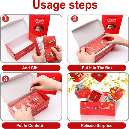 16pcs Surprise Gift Box Explosion for Money, 2025 Newly Folding Pop-Up Explosion Gift Box, Surprise Box Gift Box for Money, Christmas Boxes Explosion Gift Box for Money and Birthday(Red)
