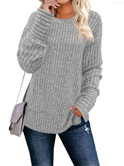 JomeDesign Sweaters for Women Long Sleeve Shirts Crew Neck Sweatshirt Lightweight Casual Tunic Tops