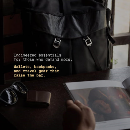 The Frenchie Co. - Work/Travel Speed Backpack - Expandable 23-30 L Laptop Pack - Anti-theft magnetic closure - Ballistic nylon body with full-grain Italian leather trim