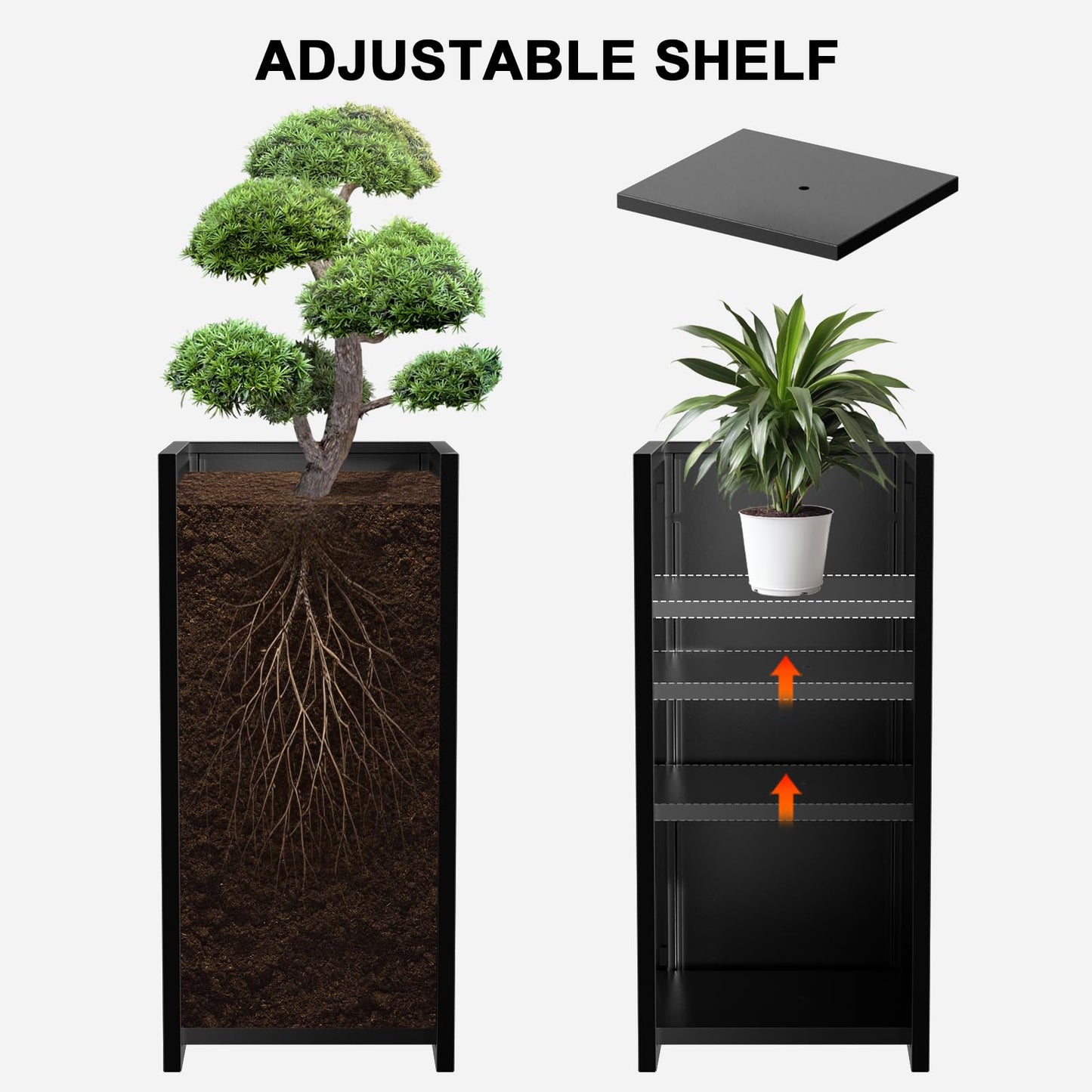 Baotree Metal Planter Box, Planter Boxes Outdoor Heavy Duty Metal Garden Planter Spliced Flower Pot with Partitions, All-Weather Use with Drainage Holes for Patio/Porch-30 x 14" x 14"