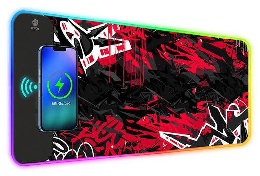 ToLuLu RGB Gaming 5/7.5/10/15W 10 Light Modes Wireless Charging Mouse Pad, LED Mouse Pad Computer Keyboard Mat Mousepad, 800x300x4MM Extended Large Desk Mat for Gaming, MacBook, Laptop, PC,Red Black