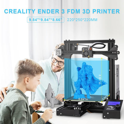 Official Creality 3D Printer Ender-3 FDM DIY Printers High-Precision Printing Stable Power Supply Rapid Heating Up Quality Extruder Resume Printing High-standard V-profile Printing Size: 220x220x250mm