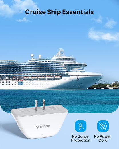 TROND Multi Plug Outlet Extender 2 Pack - Electrical Wall Splitter, 3 Way Angled Wall Outlet Adapter, Cruise Essentials, Small Multiple Plug Expander for Cruise Ship Home Office Dorm Room, White