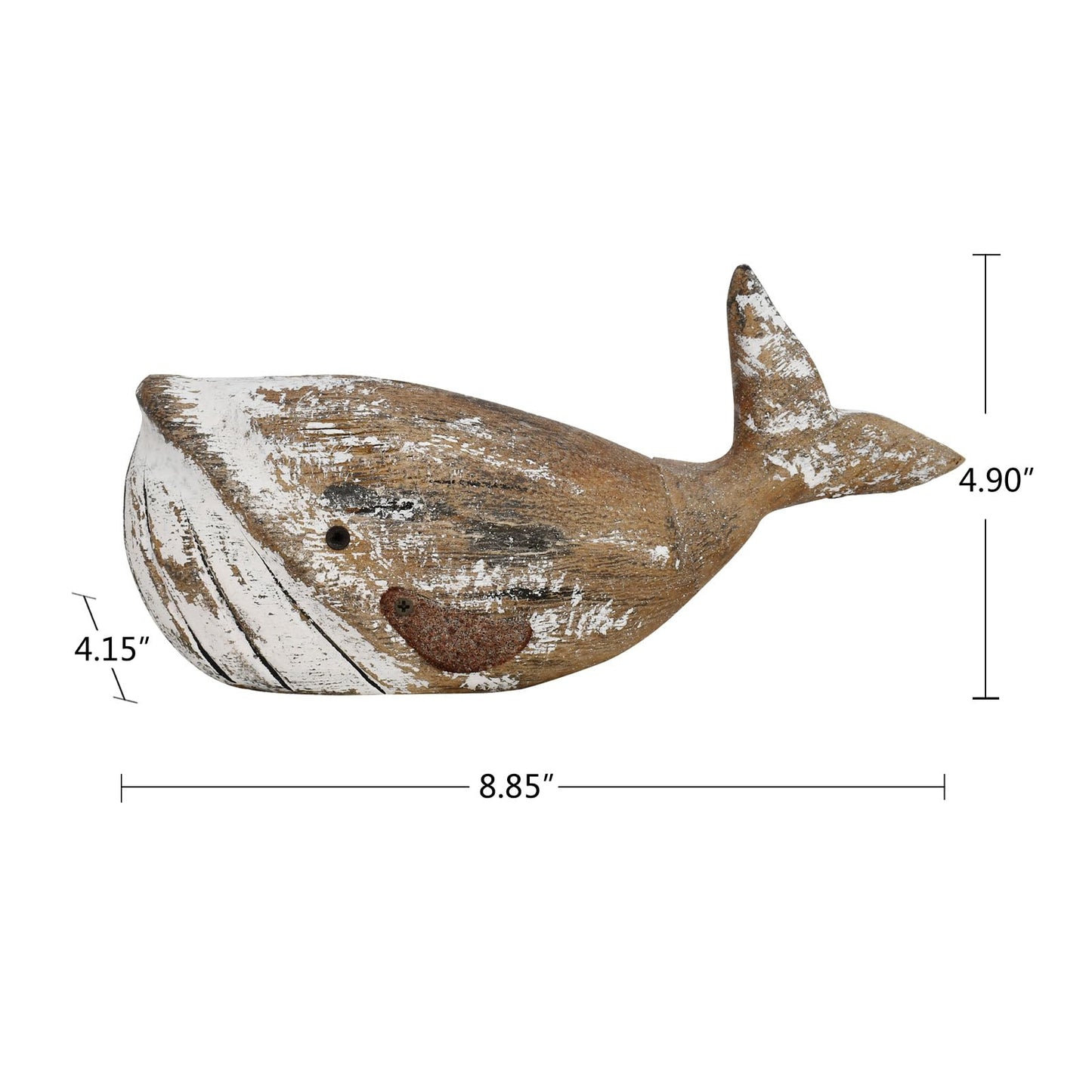 K KILIPES Wood Whale Statue Beach Table Decor for Home, 4.9" H Rustic Hand Carved Wood Sculpture Whale Figurine Coastal Centerpiece Nautical Ocean Decorations
