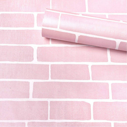 ZAMNEA 17.8 x 118 Inches Self-Adhesive Liner Paper, Removable Shelf Liner Wall Stickers Dresser Drawer Peel Stick Kitchen Home Decor, Pink Brick