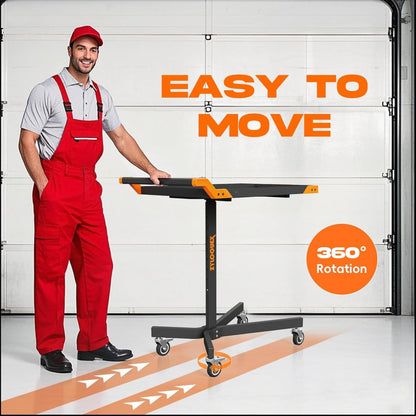 Adjustable Work Bench,Work Benches for Garage,Tool Cart On Wheels,Mobile Rolling Tool Cart 34” to 48” Heigh,Tool Bench with A Max Capacity of 110 lbs,Multi-Scene Work Table(Orange)