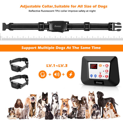 Aweec Wireless Dog Fence, 2-in-1 Electric Dog Fence & Training Collar with Remote, 2025 Pet Containment System, Dog Boundary Container,Suitable & Harmless for Small/Medium/Large Dogs