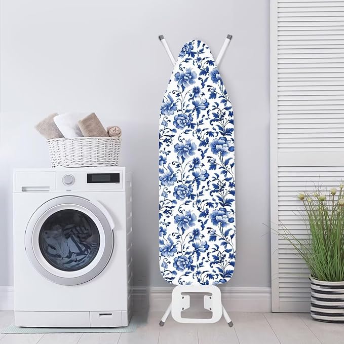 Retro Blue Flower Ironing Board Cover 15x54 Inch