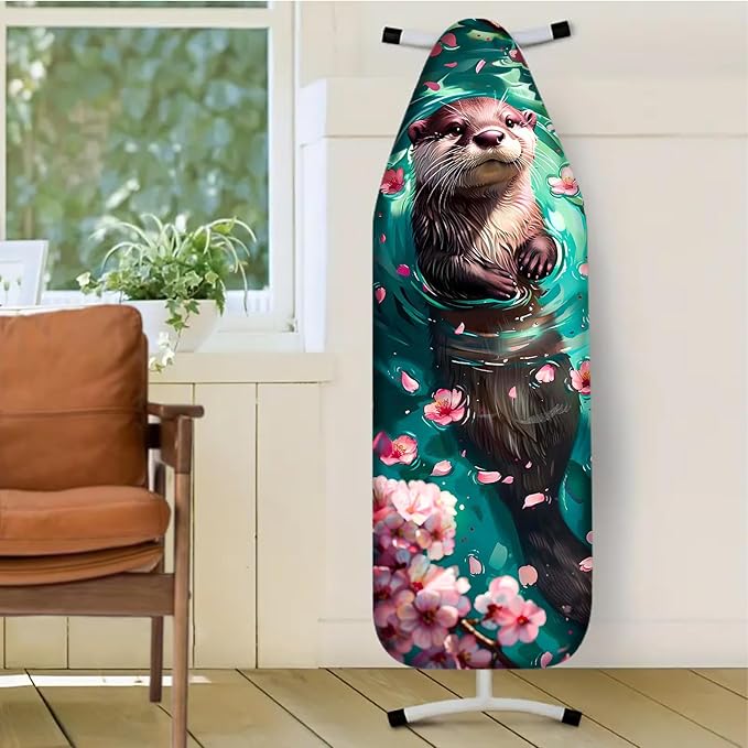 Nuxovilar Otter with Cherry Blossoms Ironing Board Cover, This Cover Fits Most