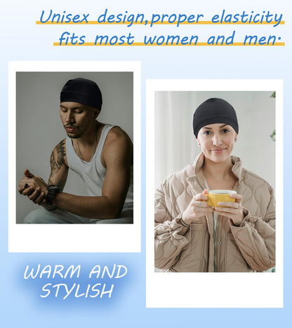 Hovyjumz 3 Pieces Cotton Skull Caps for Men Women Chemo Headwear Lightweight Beanie Sleeping Cap Helmet Liner