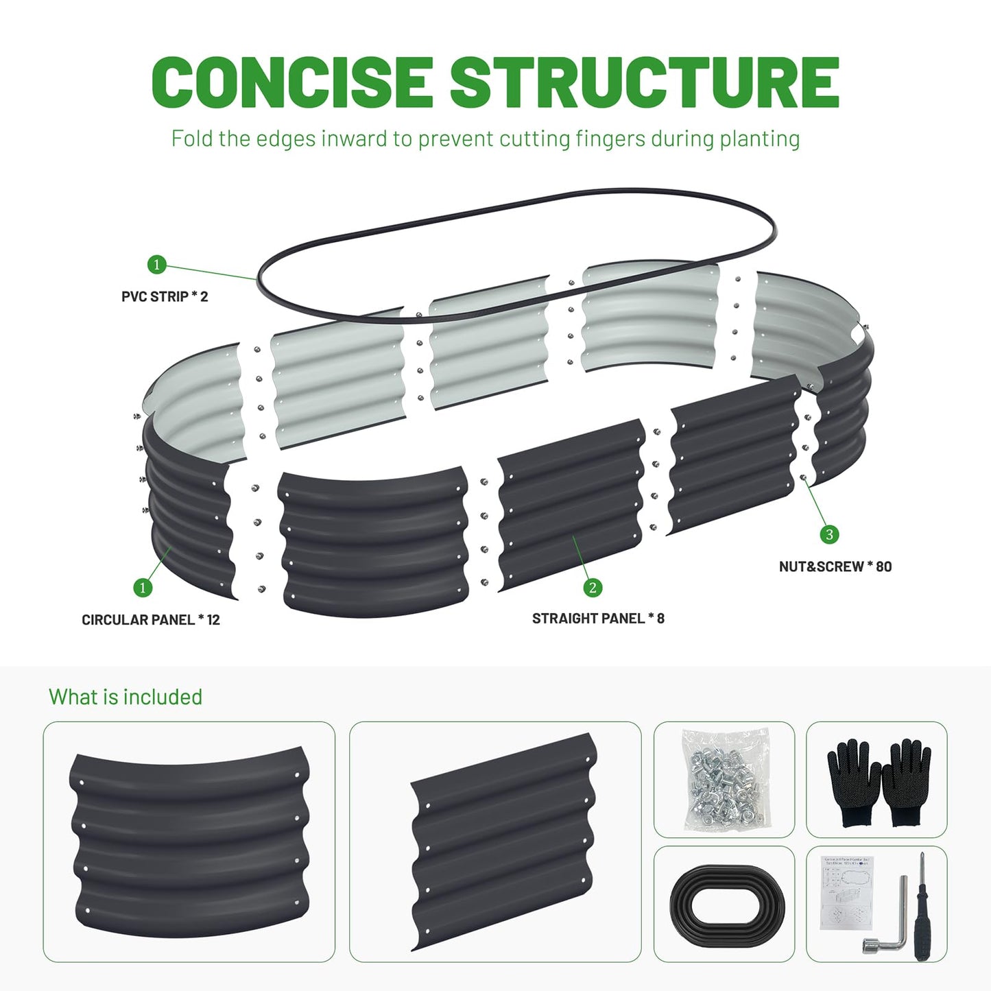 Anmiro Galvanized Steel Raised Garden Beds, 4x2x1ft-2PCS for Lightweight Planter Boxes Outdoor with Easy Assembly, Oval Large Gardening Box for Vegetables, Fruits, Flower,Black