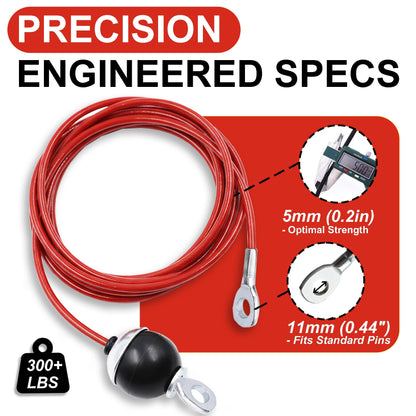 J Bryant Fitness Pulley Cable Replacement - 5mm(0.2inch) Heavy Duty Steel Wire Rope for Home Gym & Cable Machine Accessories Black/Red Cable for Weight Machine (Red, 115")