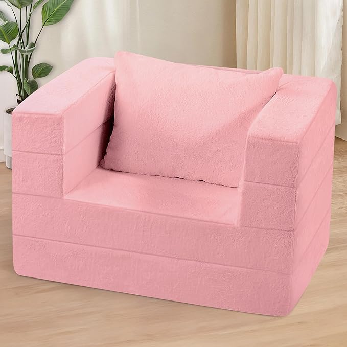 Futon Sofa Bed with Pillow, 3-in-1 Sleeper Sofa Bed with Removable Cover