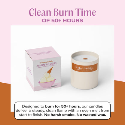 Companion Candles Sundae Snuggles Pet-Friendly Scented Candle – Vanilla Gelato & Waffle Cone Fragrance - Coconut Soy Wax Candle with Wooden Wick, Approx. 50-Hour Burn Time, Made in USA, 8 oz