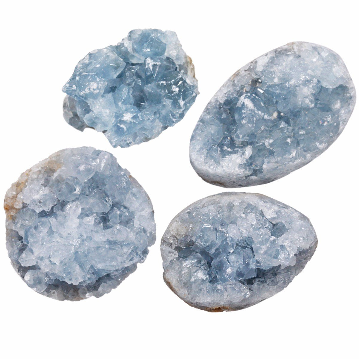 rockcloud Natural Raw Blue Celestite Mineral Healing Crystal Cluster Geode Irregular Home Decoration Gemstone Specimen Large, 2.(Approx 160-220 Gram)