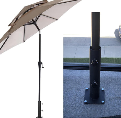 Patio Umbrella Outdoor Base Deck Mount Umbrella Holder Heavy Duty Umbrella Clamp Hand-Turn Knob Umbrella Base Stand for Decks, Docks, Courtyard Balcony, Pontoons, Patios, Pinic Tables Desk