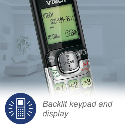 VTech CS6719-2 2-Handset Cordless Phone with Caller ID/Call Waiting, Handset Intercom & Backlit Display/Keypad, Silver
