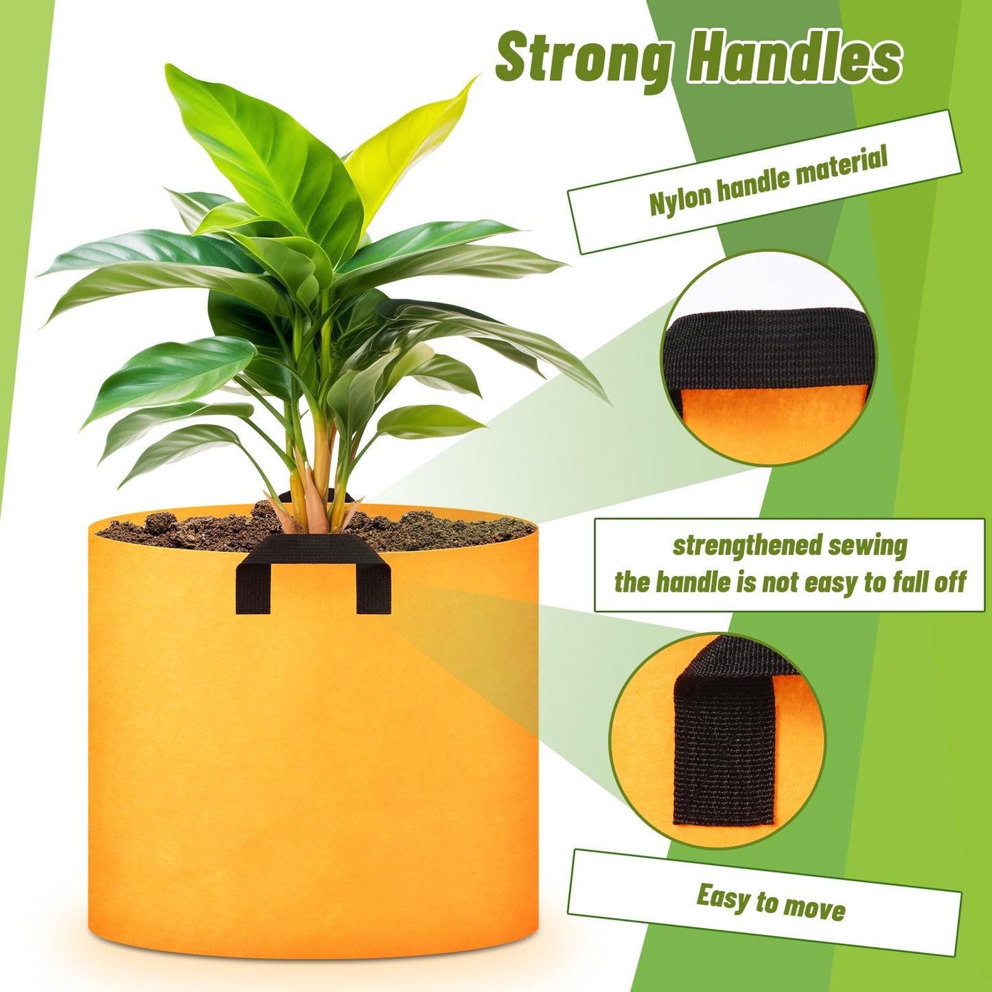 FillTouch 12 Pcs Colorful Plant Grow Bags Non Woven Fabric Pots with Handles 10 7 5 3 2 1 Gallon Garden Planting Bag for Vegetables Flowers