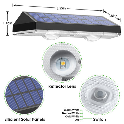 Solar Fence Lights Outdoor - 2700/4000/6000K 3 Mode, IP65 Waterproof Fence Solar Lights Outdoor, Fence Light Solar Powered for Outside, Backyard/Railing/Step/Patio/Wall and home improvement(8 pack)