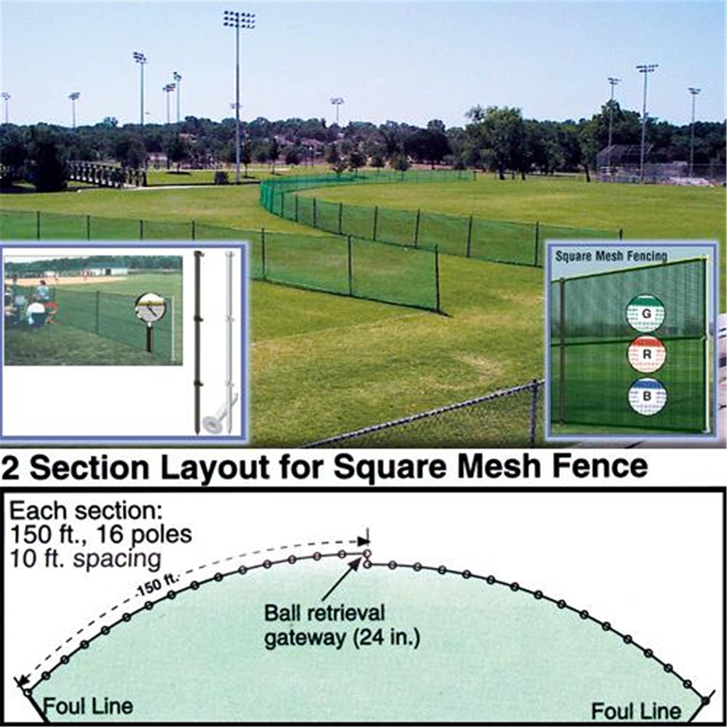 Replacement Fencing 150FT Roll - Dark Green