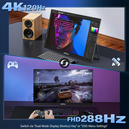 InnoView 23.8" Large Portable Monitor, FHD 144HZ 100% SRGB IPS USB-C HDMI Work Home Gaming Second Monitor 1080P W/180°Adjustable Stand for Laptop, MacBook, Phones