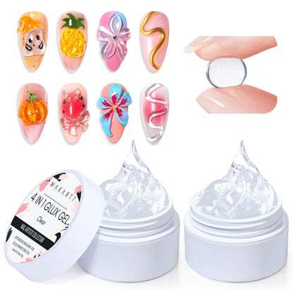 Makartt Clear Gel Builder Kit: Self-Levelling, Long Lasting Extension Hard Gels for Strengthener, Broken Nails Repair Gel Kit with Paper Forms, Dual forms, Nail File and Dual-End Brush 1.06 oz