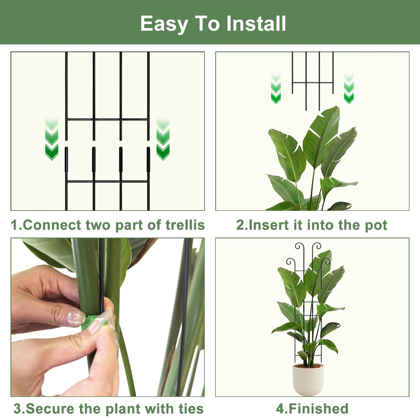 Coomin 32.6in Monstera Plant Support Stakes for Outdoor Plants, Garden Trellis for Climbing Plants, Metal Stakes for Potted Plants Pothos Plant Climber Support, 2P
