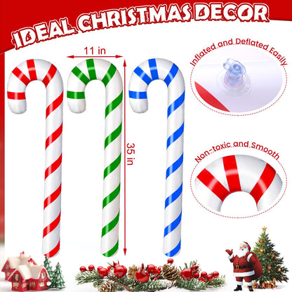9Pcs Christmas Inflatable Candy Canes, 35inch Large Candy Cane Decorations for Indoor Outdoor