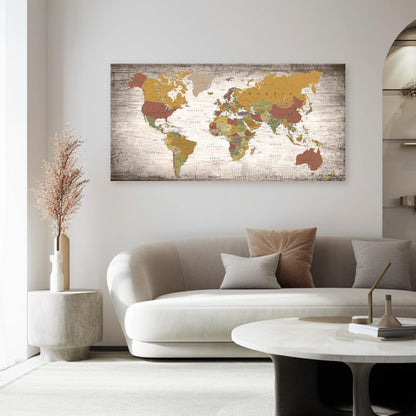 Baisuwallart B0562 1 Piece World Map Poster Canvas Wall Art Painting Modern Framed Map of The World Home Office Decor Maps Picture Prints for Living Room Artwork 48x24inches