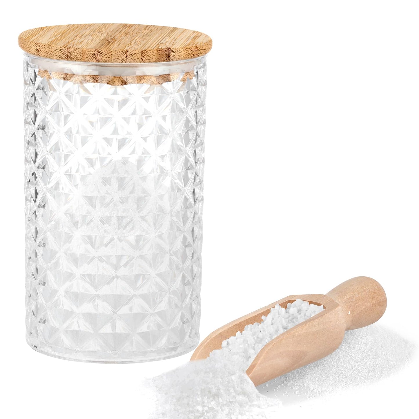 1200ML/42OZ Acrylic Bath Salt Jar with Wooden Scoop Bath Salt with Lids and Scoop Bath Salt Container Bath Salt Big Jar for Salt Candy Tea