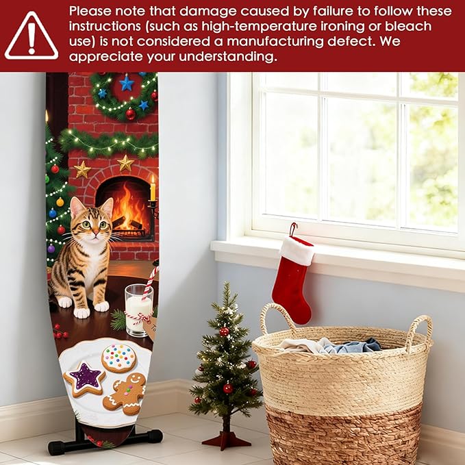Nuxovilar Ironing Board Covers Winter Cat by Fireplace Pattern Polyester 15x54