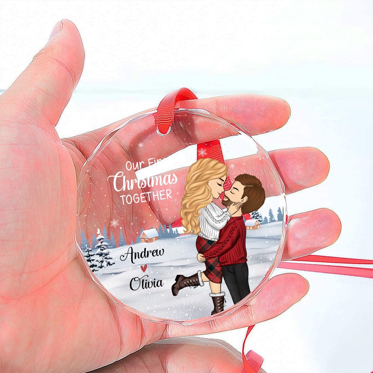 Wrappiness Our First Christmas Together 2025 - Personalized Glass Ornament New Couple Custom 1st Xmas Together Hanging Ornament Gift for Him for Her Wife Husband First Year as Mr&Mrs (A02)
