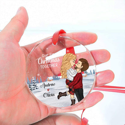 Wrappiness Our First Christmas Together 2025 - Personalized Glass Ornament New Couple Custom 1st Xmas Together Hanging Ornament Gift for Him for Her Wife Husband First Year as Mr&Mrs (A02)