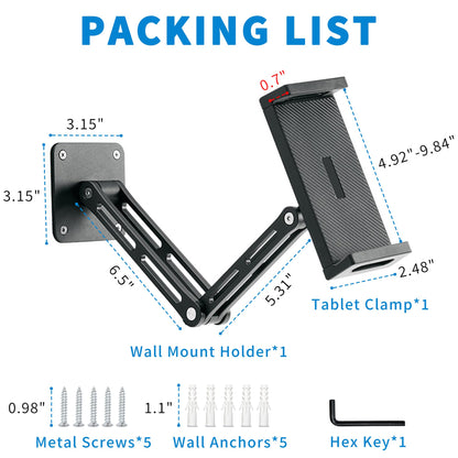 Bestoct Tablet Wall Mount Holder for iPad, Aluminium Foldable Arm, Used in Kitchen, Under Cabinet, Home Gym, for iPad Pro/Air/Mini/Samsung Galaxy Tab/4.7-13" Phones & Tablets (Up to 13")