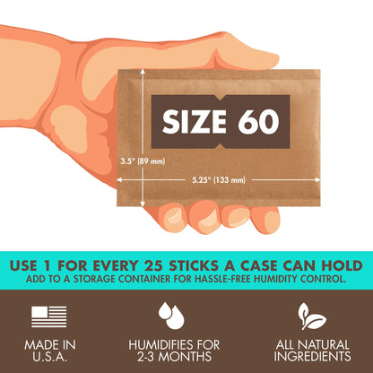 Boveda 72% Two-Way Humidity Control Packs For Wood Containers – Size 60 – 4 Pack – Moisture Absorbers – Humidifier Packs – Hydration Packets in Resealable Bag